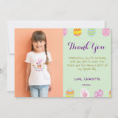 かわいいパステルグリーン卵子供の誕生日写真 サンキューカード (正面)