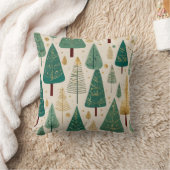かわいいパステルグリーン金ゴールドクリスマスツリーパターン クッション (ブランケット)