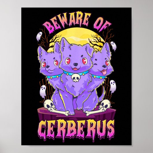 かわいいパステルゴシックかわいい不気味な3頭の犬おもしろいCe ポスター (正面)