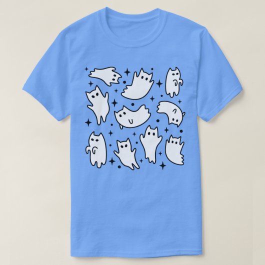 かわいいパステルゴシックかわいい幽霊猫ピンクパターン Tシャツ (デザイン正面)