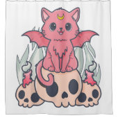かわいいパステルゴシックカウトリーモンデーモンキャットアンドスカル シャワーカーテン (正面)