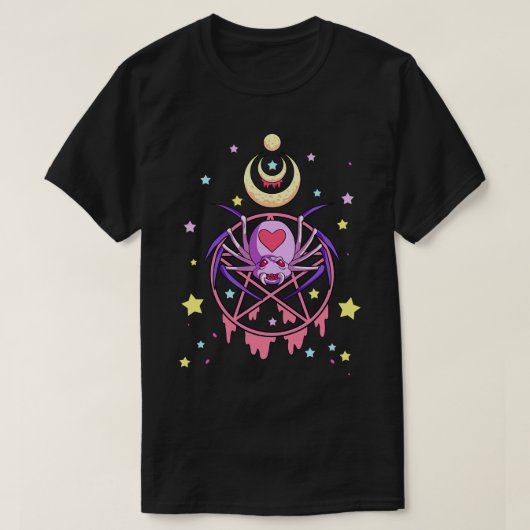 かわいいパステルゴシック不気味星形五角形かわいいスパイダーペン Tシャツ (デザイン正面)