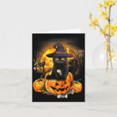 かわいいパステルゴスYハロウィン黒猫魔女の帽子 カード (黄色い花)
