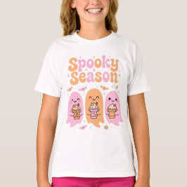 かわいいパステルゴースト パンプキンスパイスラテ 怖い時期 Tシャツ