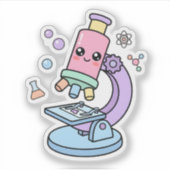かわいいパステルサイエンス顕微鏡勉強ステッカー シール (正面)