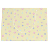 かわいいパステルシーシェルとイエローシフォンの真珠 ラージペーパーバッグ (正面)