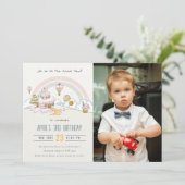 かわいいパステルスイートタイムキャンディランドフォト'誕生日 招待状 (スタンド正面)