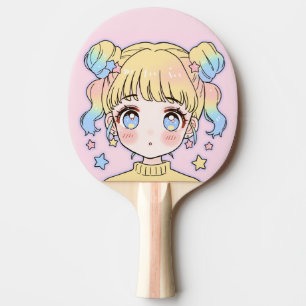 かわいいパステルスターガールポートレート 卓球ラケット