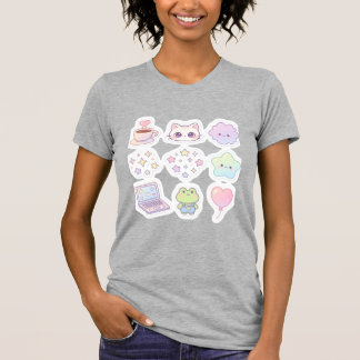 かわいいパステルステッカーパック レディース Tシャツ