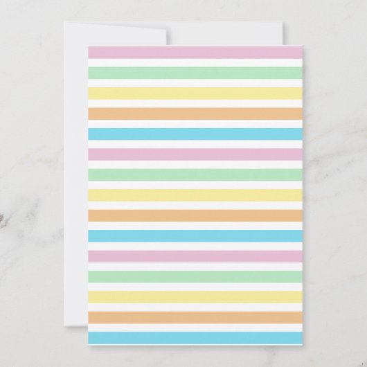 かわいいパステルストライプ誕生日とバルーン 招待状 (裏面)