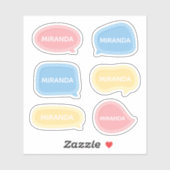 かわいいパステルスピーチバブルと名前をカスタムする シール (シート)