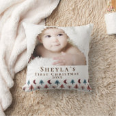 かわいいパステルツリーベビーの初めてのクリスマス写真 クッション (ブランケット)
