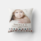 かわいいパステルツリーベビーの初めてのクリスマス写真 クッション (裏面)