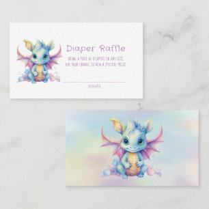 かわいいパステルドラゴンガールおむつラッフル 名刺