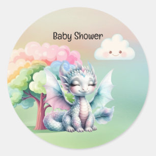かわいいパステルドラゴンベビーシャワー ラウンドシール