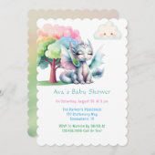 かわいいパステルドラゴンベビーシャワー 招待状 (正面/裏面)