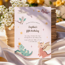 かわいいパステルドラゴン子供の誕生日パーティー