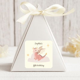 かわいいパステルドラゴン子供の誕生日 スクエアシール