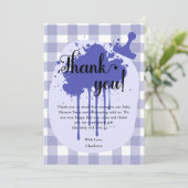 かわいいパステルネイビーギンガムベビーシャワー サンキューカード (スタンド正面)