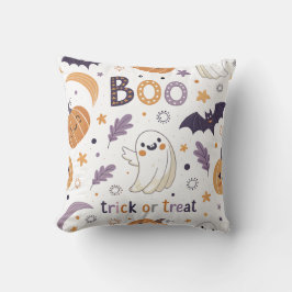 かわいいパステルハロウィンのスローピロー - おばけとカボチャ クッション