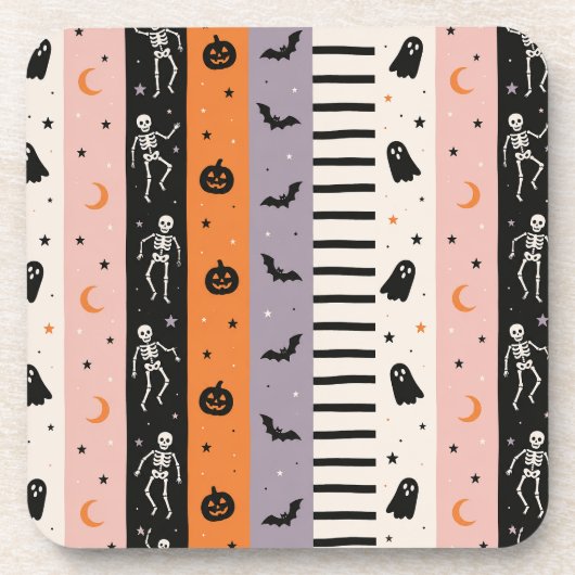 かわいいパステルハロウィン縦ストライプスローピロー コースター (正面)