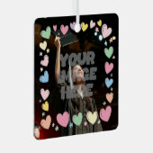 かわいいパステルハート写真カスタ縁どマイズ可能 メタルオーナメント (正面右)