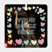 かわいいパステルハート写真カスタ縁どマイズ可能 メタルオーナメント (裏面)