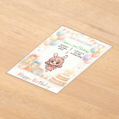 かわいいパステルバニー誕生日招待状 アクリル招待状 (レイダウン)