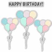 かわいいパステルバルーンお誕生日漫画 シール (正面)