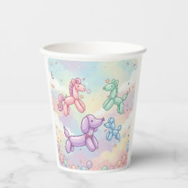 かわいいパステルバルーン動物誕生日ガール 紙コップ