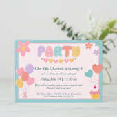 かわいいパステルバースデーパーティー招待キッズパーティー (スタンド正面)