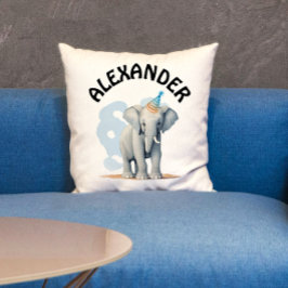 かわいいパステルパーティーゾウと名水色 クッション
