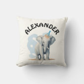 かわいいパステルパーティーゾウと名水色 クッション (正面)