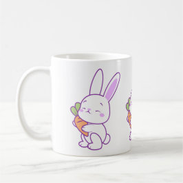 かわいいパステルパープルのうさぎにんじん コーヒーマグカップ