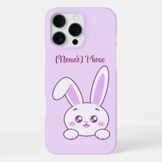 かわいいパステルパープルのうさぎのカスタムiPhoneケース iPhoneケース (裏面)
