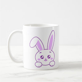 かわいいパステルパープルのうさぎの顔がのぞくマグカップ コーヒーマグカップ