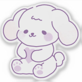 かわいいパステルパープルのたれ耳パピードッグ シール