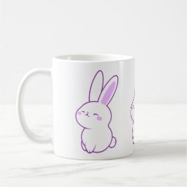かわいいパステルパープルのスマイルうさぎ コーヒーマグカップ