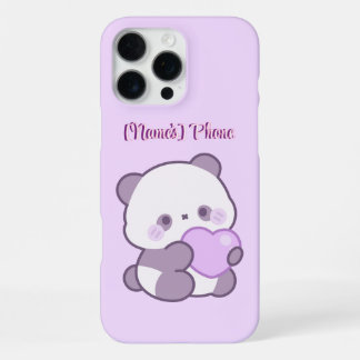 かわいいパステルパープルのハートを持つパンダのカスタムデザイン iPhone 16 PRO MAXケース