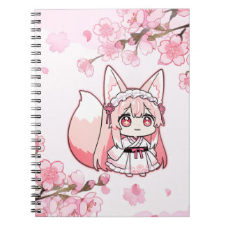 かわいいパステルピンクちび狐娘 ノートブック