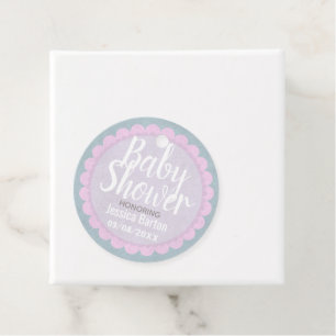 かわいいパステルピンクとグレーのカスタム赤ちゃんシャワー フェイバータグ
