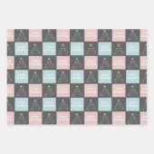 かわいいパステルピンクとブルークリスマスパターン ラッピングペーパーシート (正面)