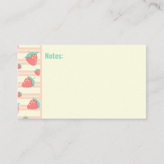 かわいいパステルピンクのイチゴとクリームパターン 名刺 (裏面)