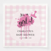かわいいパステルピンクのギンガムベビーシャワー (正面)