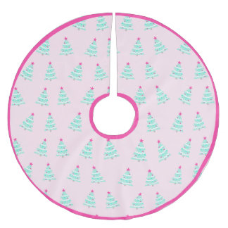 かわいいパステルピンクのクリスマスツリースカート ブラッシュドポリエステルツリースカート