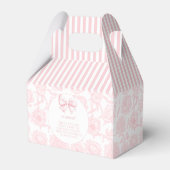 かわいいパステルピンクのリボン赤ちゃん女の子シャワー フェイバーボックス (裏面サイド)