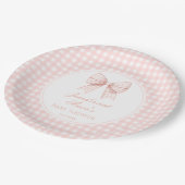 かわいいパステルピンクのリボン赤ちゃん女の子シャワー ペーパープレート (アングル)