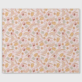 かわいいパステルピンクの学校用品先生学生 ラッピングペーパー (フラット)