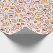 かわいいパステルピンクの学校用品先生学生 ラッピングペーパー (角)