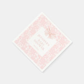 かわいいパステルピンクの弓フローラボホベビーガールシャワー スタンダードカクテルナプキン (角)